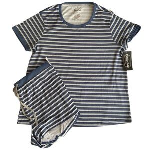 Nautical Striped Pajama Set adjustable shorts and top women’s L